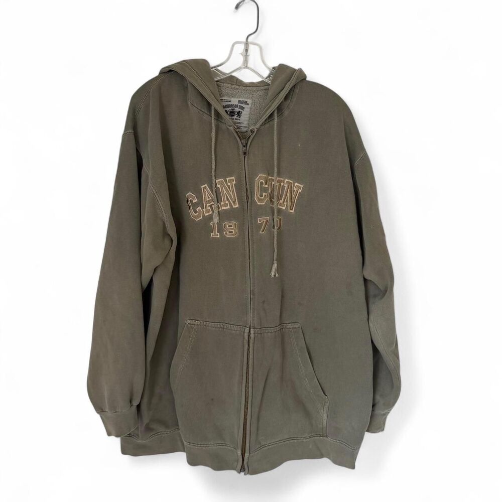 Caribbean Side khaki zip up hoodie Y2K Size XL